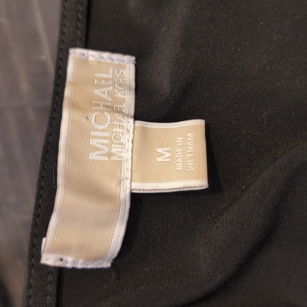 Michael Kors Asymmetric Midi Dress Gold Zipper Sleeveless Black Size Medium - Picture 10 of 12